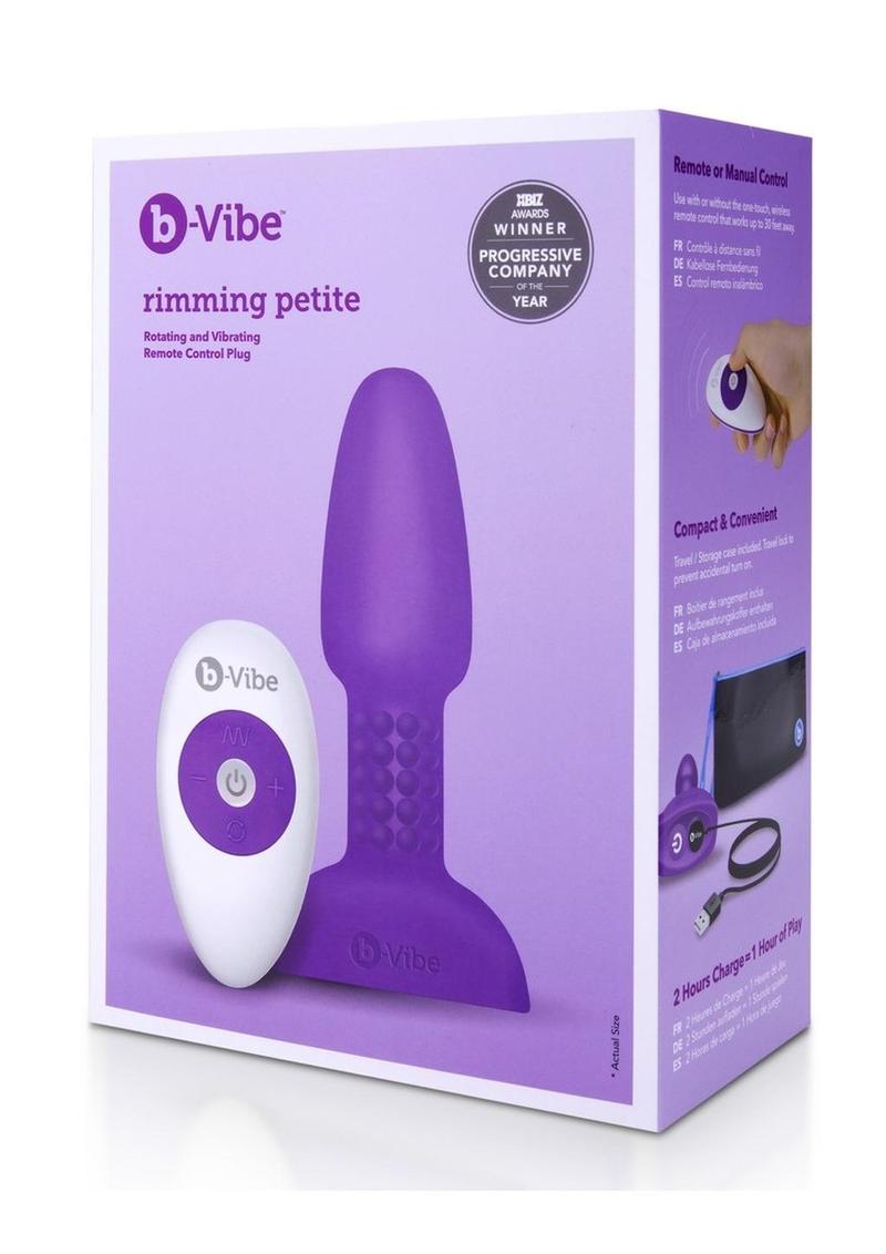 Load image into Gallery viewer, B-Vibe Rimming Petite Rechargeable Silicone Anal Plug with Remote Control - Purple
