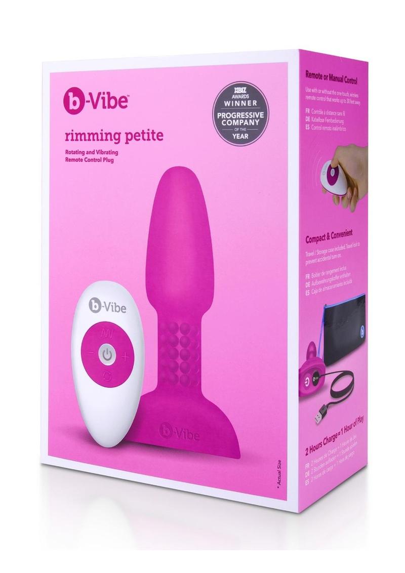 Load image into Gallery viewer, B-Vibe Rimming Petite Rechargeable Silicone Anal Plug with Remote - Fuchsia/Pink
