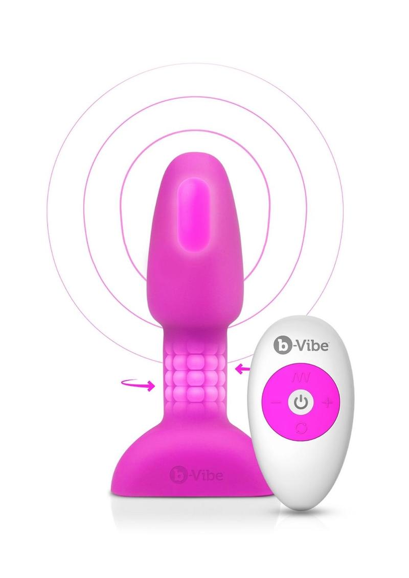 Load image into Gallery viewer, B-Vibe Rimming Petite Rechargeable Silicone Anal Plug with Remote - Fuchsia/Pink
