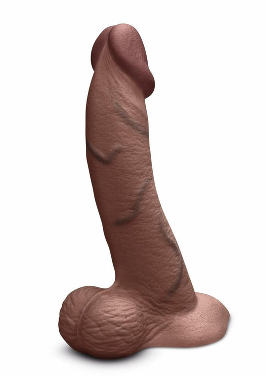 B-Vibe Slipskin Realistic Silicone Curved Dildo - Chocolate - 10in