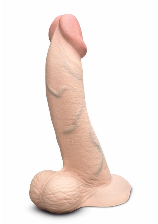 B-Vibe Slipskin Realistic Silicone Curved Dildo - Vanilla - 10in