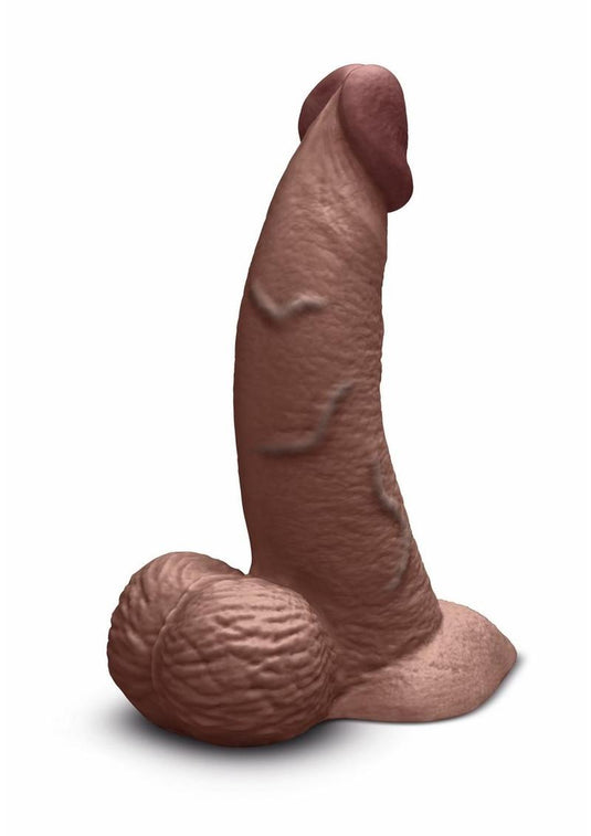 B-Vibe Slipskin Realistic Silicone Curved Dildo - Chocolate - 6.5in