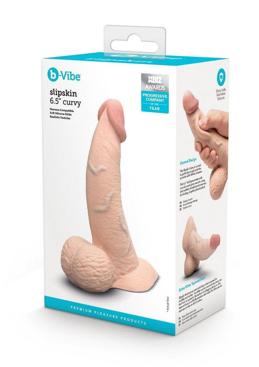 B-Vibe Slipskin Realistic Silicone Curved Dildo - Vanilla - 6.5in