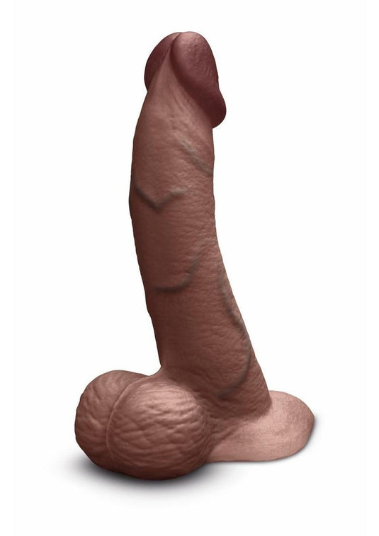 B-Vibe Slipskin Realistic Silicone Curved Dildo - Chocolate - 8in