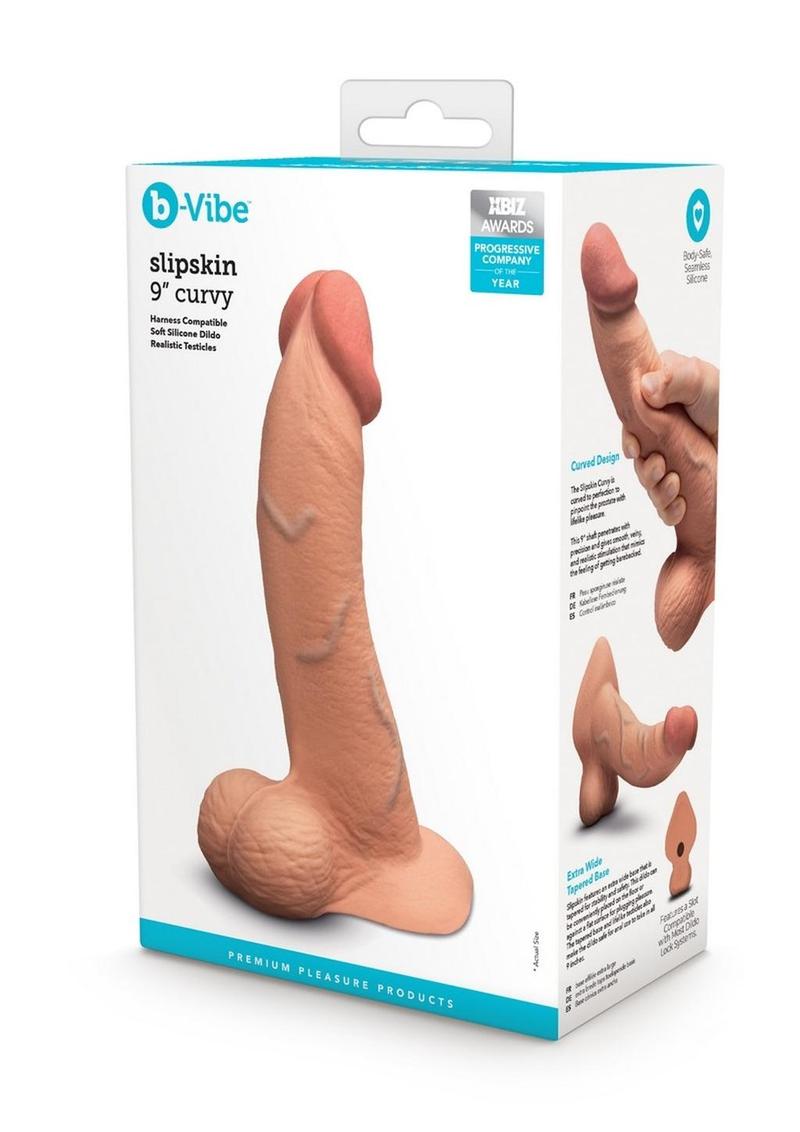 Load image into Gallery viewer, B-Vibe Slipskin Realistic Silicone Curved Dildo - Caramel - 9in
