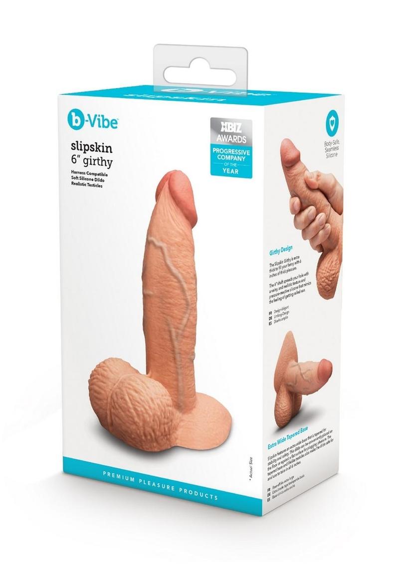 Load image into Gallery viewer, B-Vibe Slipskin Realistic Silicone Girthy Dildo - Caramel - 6in
