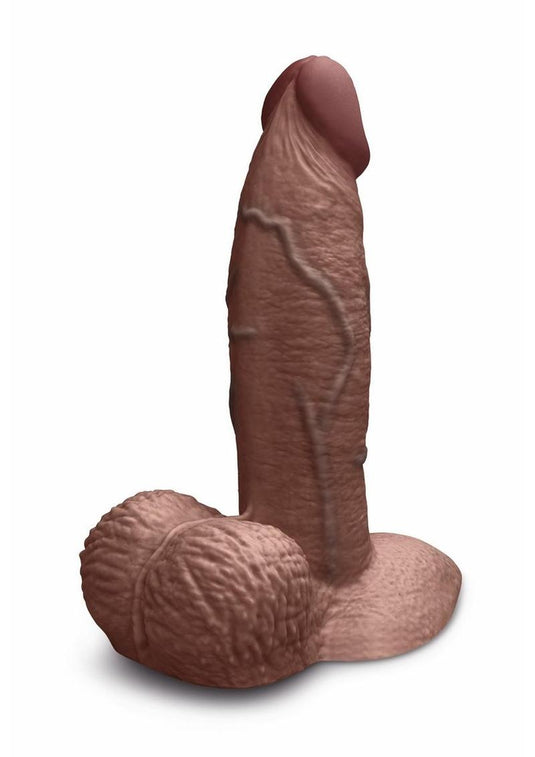 B-Vibe Slipskin Realistic Silicone Girthy Dildo - Chocolate - 6in