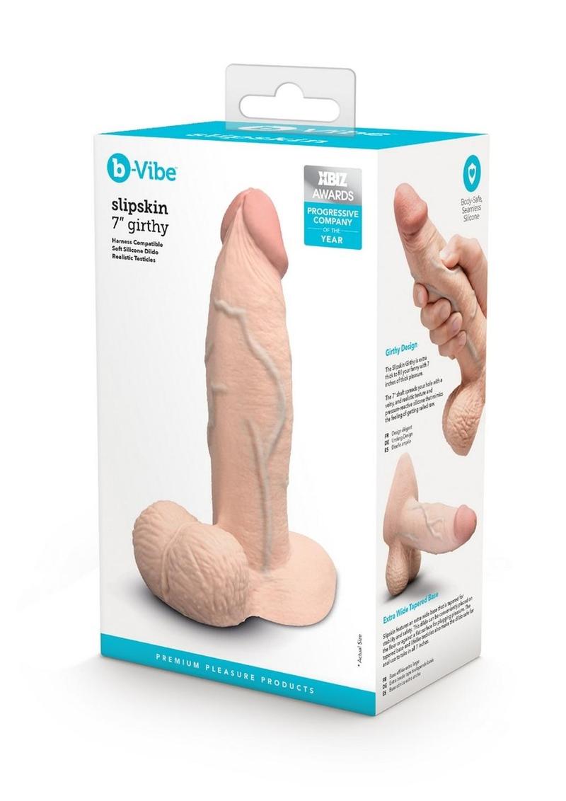 Load image into Gallery viewer, B-Vibe Slipskin Realistic Silicone Girthy Dildo - Vanilla - 7in
