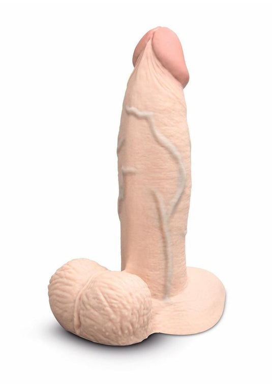 B-Vibe Slipskin Realistic Silicone Girthy Dildo - Vanilla - 7in