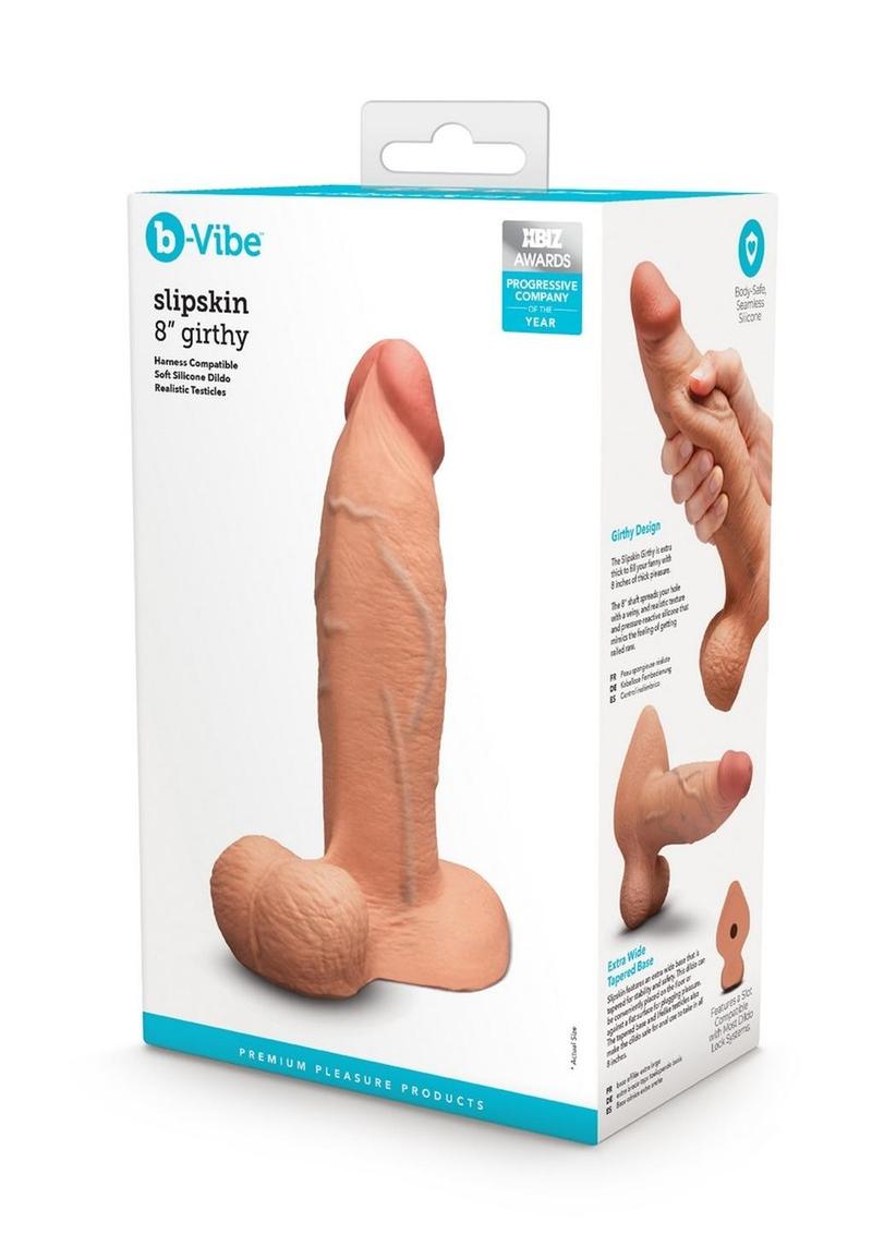 Load image into Gallery viewer, B-Vibe Slipskin Realistic Silicone Girthy Dildo - Caramel - 8in
