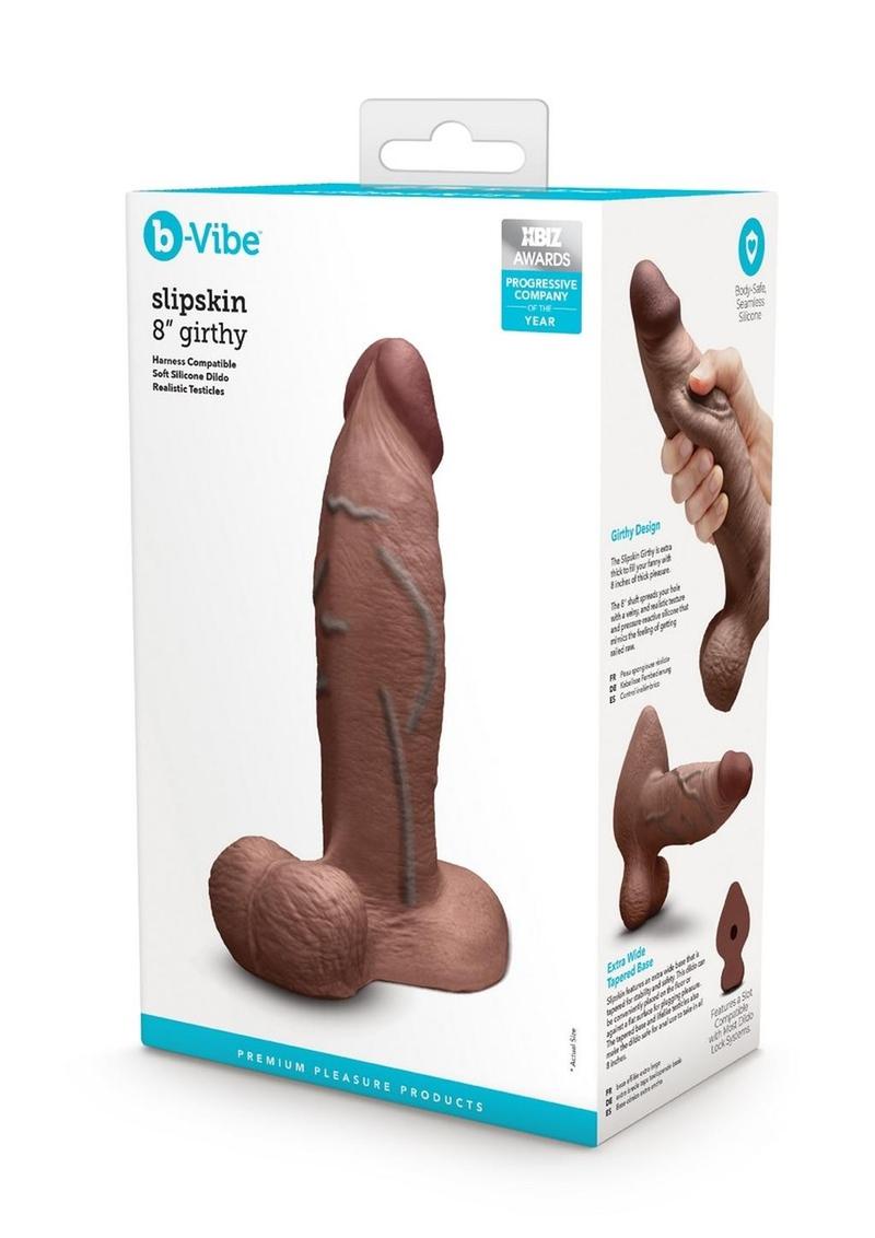 Load image into Gallery viewer, B-Vibe Slipskin Realistic Silicone Girthy Dildo - Chocolate - 8in
