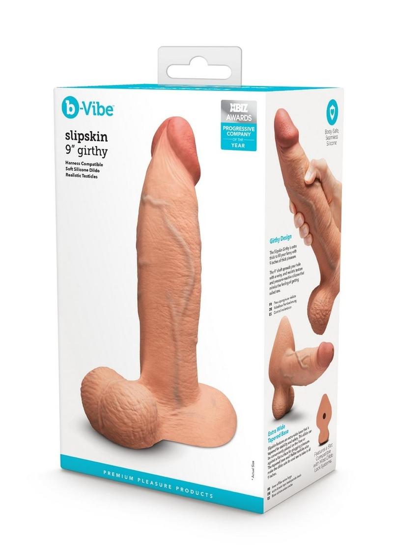 Load image into Gallery viewer, B-Vibe Slipskin Realistic Silicone Girthy Dildo - Caramel - 9in
