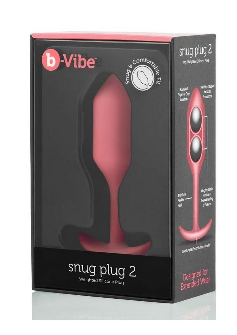 Load image into Gallery viewer, B-Vibe Snug Plug 2 Silicone Weighted Anal Plug - Coral/Orange
