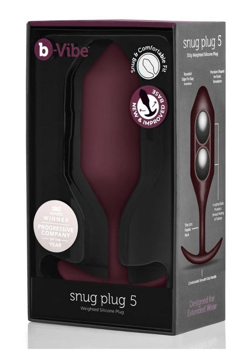 Load image into Gallery viewer, B-Vibe Snug Plug 5 Silicone Weighted Anal Plug - Dark - Red
