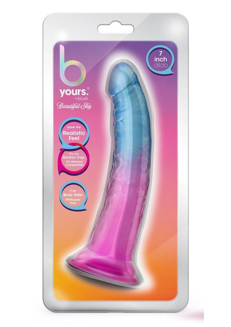 Load image into Gallery viewer, B Yours Beautiful Sky Dildo 7in Sunset - Blue/Pink
