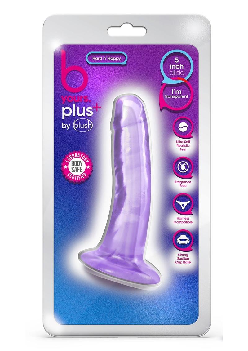 Load image into Gallery viewer, B Yours Plus Hard N&#39; Happy Realistic Dildo - Purple - 5.5in
