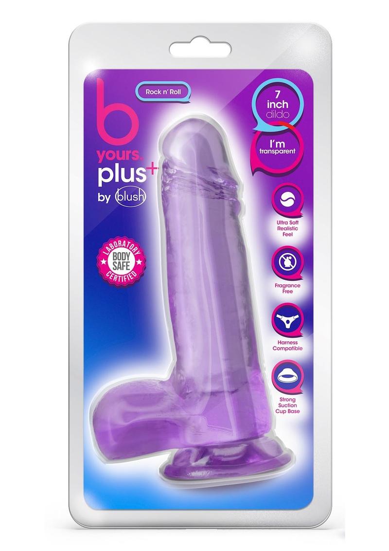 Load image into Gallery viewer, B Yours Plus Rock N&#39; Roll Realistic Dildo with Balls - Purple - 7.25in
