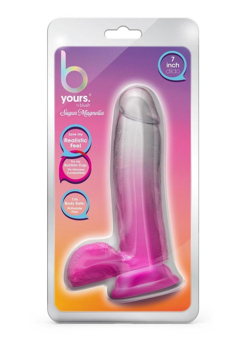 Load image into Gallery viewer, B Yours Sugar Magnolia Dildo 7in Fuschia - Clear/Pink
