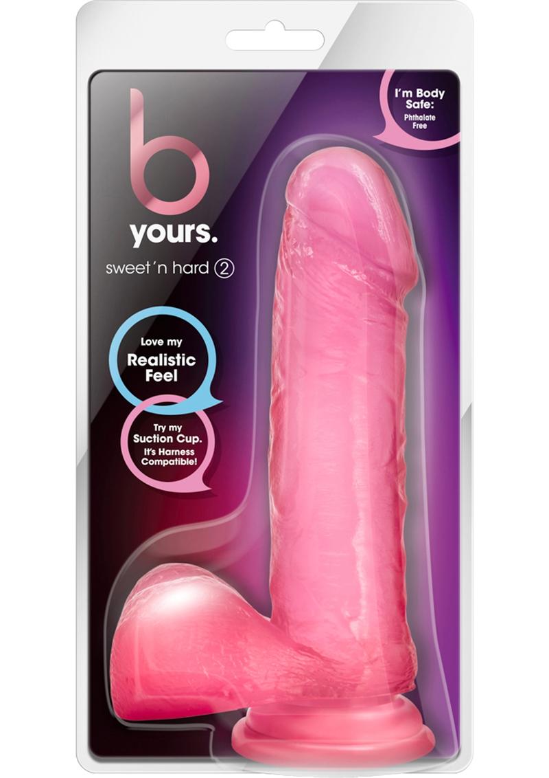 Load image into Gallery viewer, B Yours Sweet N&#39; Hard 2 Dildo with Balls - Pink - 7.75in
