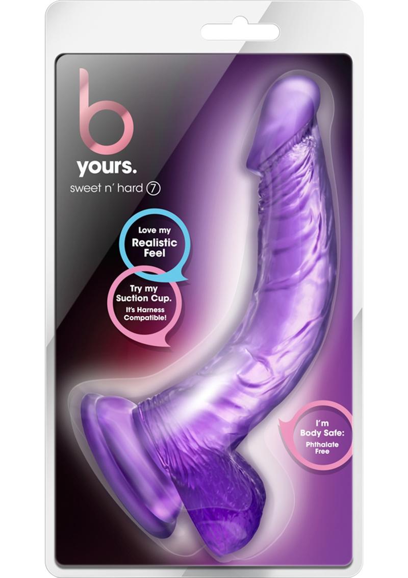 Load image into Gallery viewer, B Yours Sweet N&#39; Hard 7 Dildo with Balls - Purple - 8in
