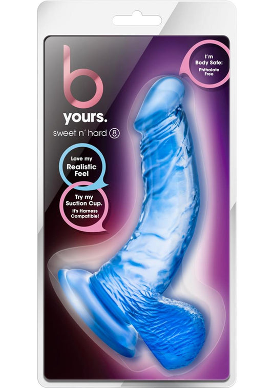 B Yours Sweet N' Hard 8 Dildo with Balls - Blue - 6.5in