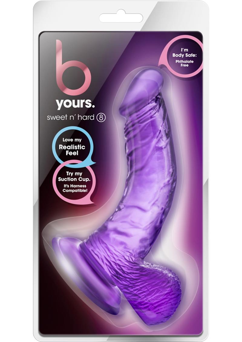 Load image into Gallery viewer, B Yours Sweet N&#39; Hard 8 Dildo with Balls - Purple - 6.5in
