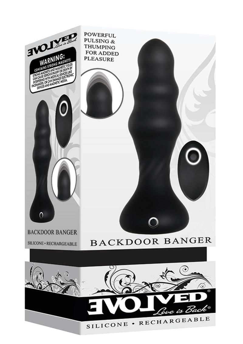 Load image into Gallery viewer, Backdoor Banger Silicone Rechargeable Anal Vibrator with Remote Control - Black
