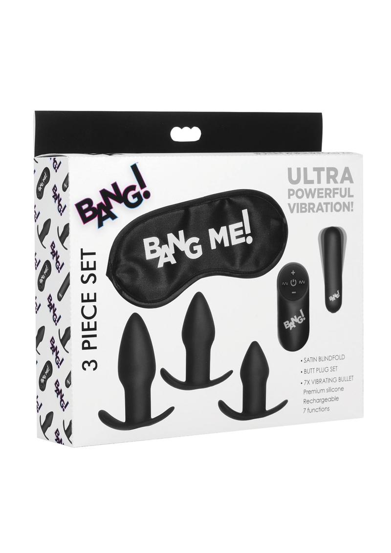 Load image into Gallery viewer, Bang! Backdoor Adventure Rechargeable Silicone Butt Plug Kit - Black - Set Of 5
