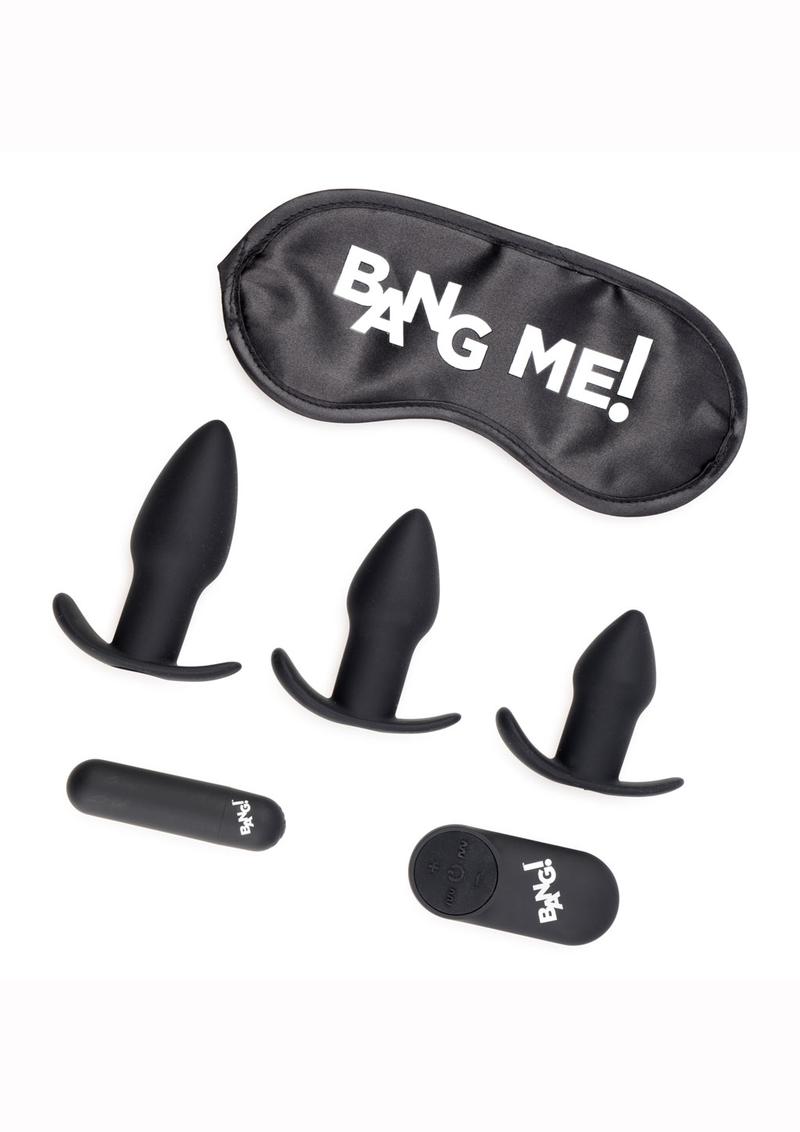 Load image into Gallery viewer, Bang! Backdoor Adventure Rechargeable Silicone Butt Plug Kit - Black - Set Of 5
