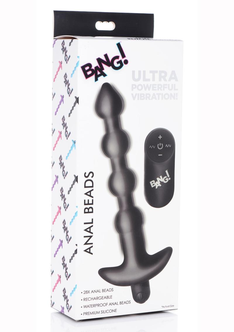 Load image into Gallery viewer, Bang! Vibrating Silicone Rechargeable Anal Beads with Remote Control - Black
