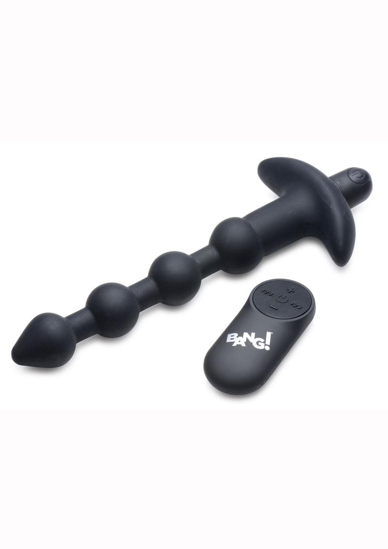 Load image into Gallery viewer, Bang! Vibrating Silicone Rechargeable Anal Beads with Remote Control - Black
