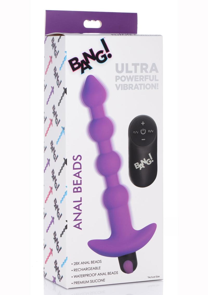 Load image into Gallery viewer, Bang! Vibrating Silicone Rechargeable Anal Beads with Remote Control - Purple
