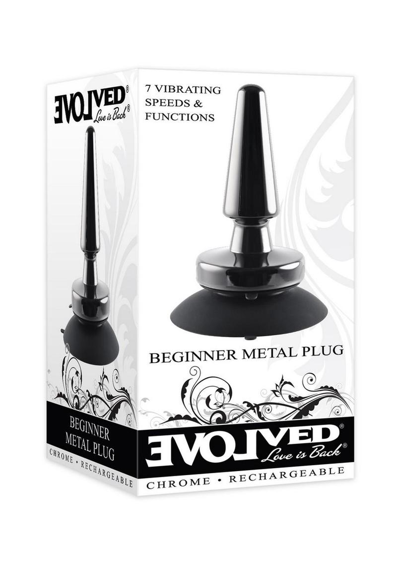 Load image into Gallery viewer, Beginner Metal Plug Rechargeable Vibrating Anal Plug - Black/Metal
