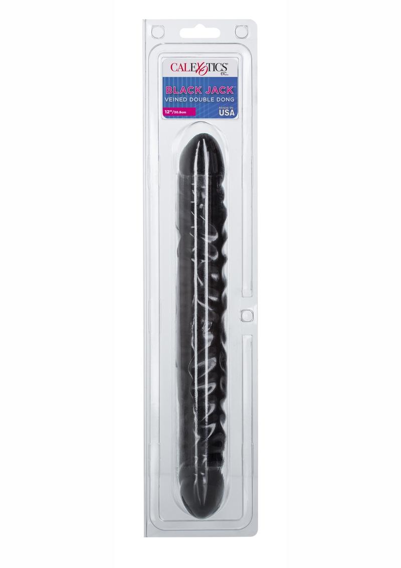 Load image into Gallery viewer, Black Jack Veined Double Dildo - Black - 12in
