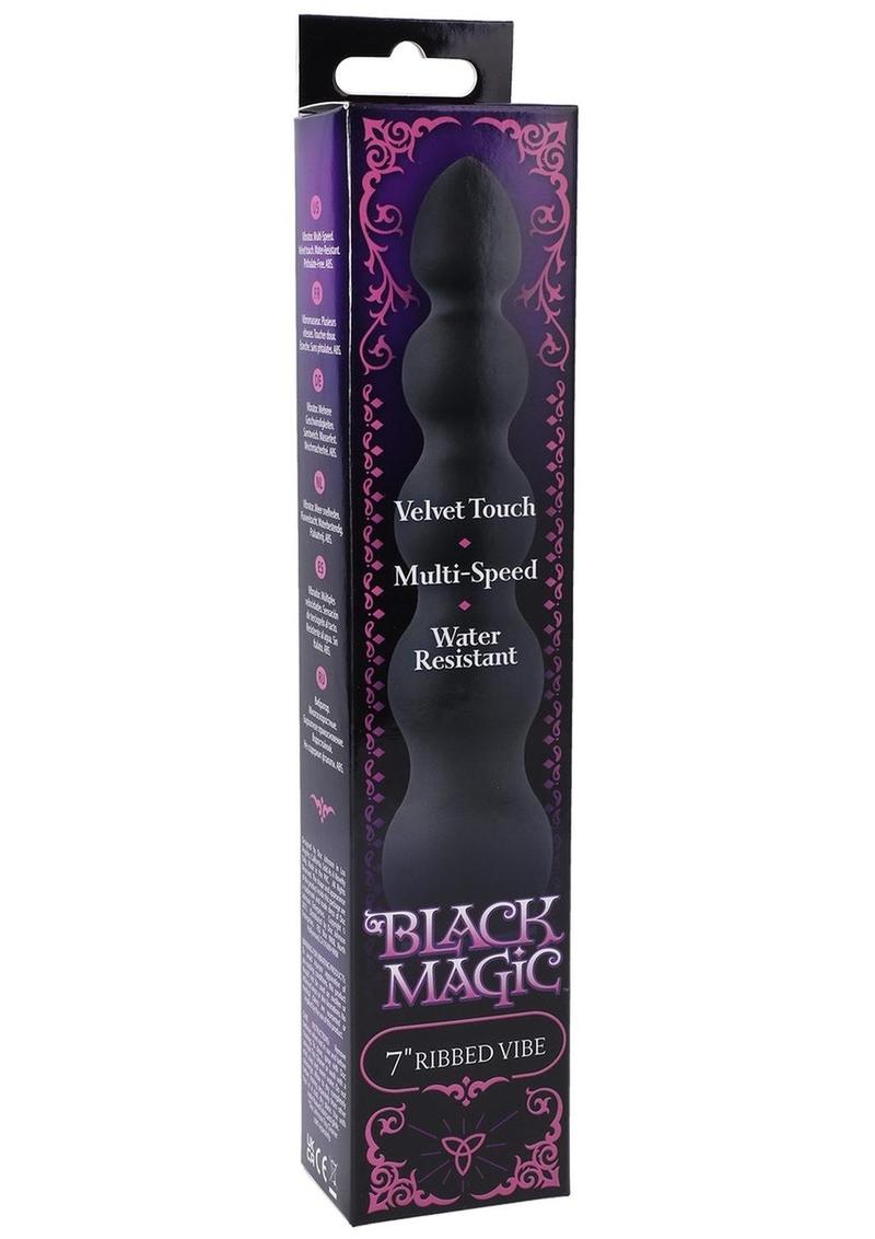 Load image into Gallery viewer, Black Magic Ribbed Waterproof Vibrator - Black - 7in
