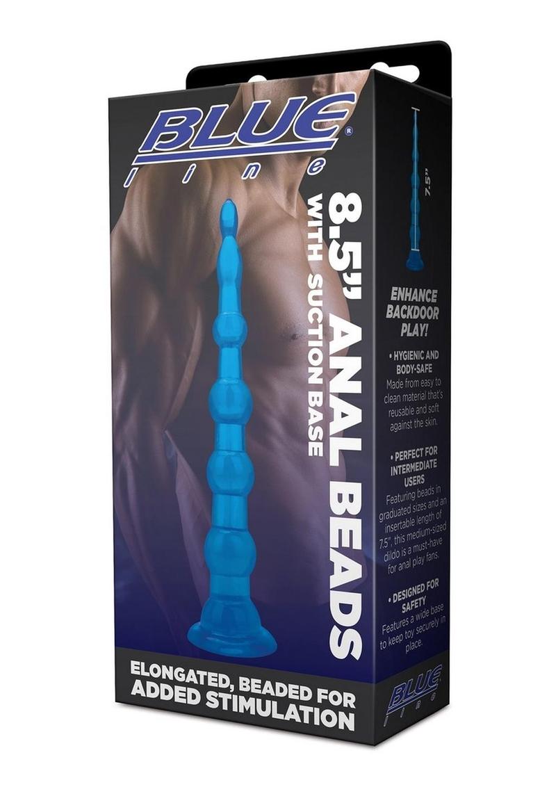 Load image into Gallery viewer, Blue Line Anal Beads with Suction Cup - Blue - 8.5in
