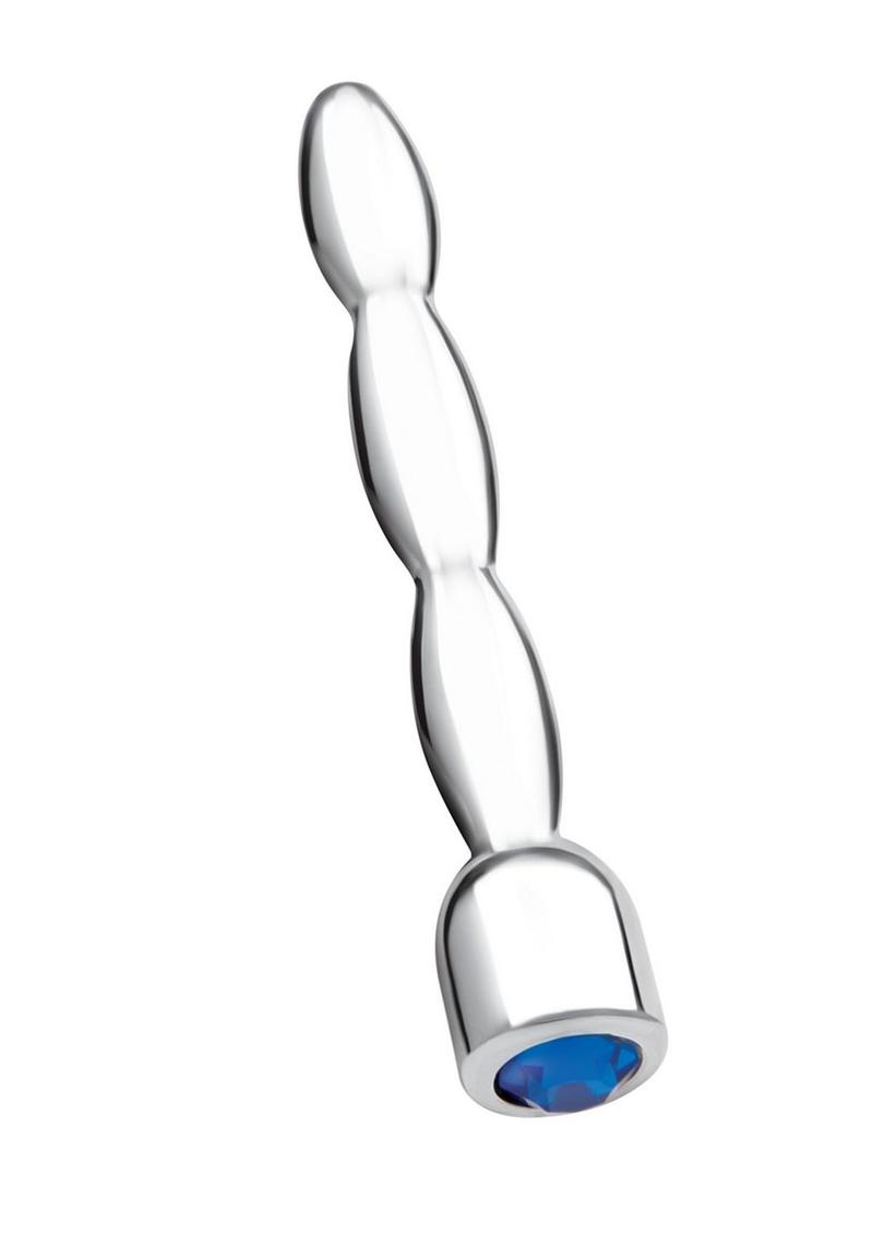 Load image into Gallery viewer, Blue Line Bling Bling Wavy Penis Plug 2in - Stainless - Steel
