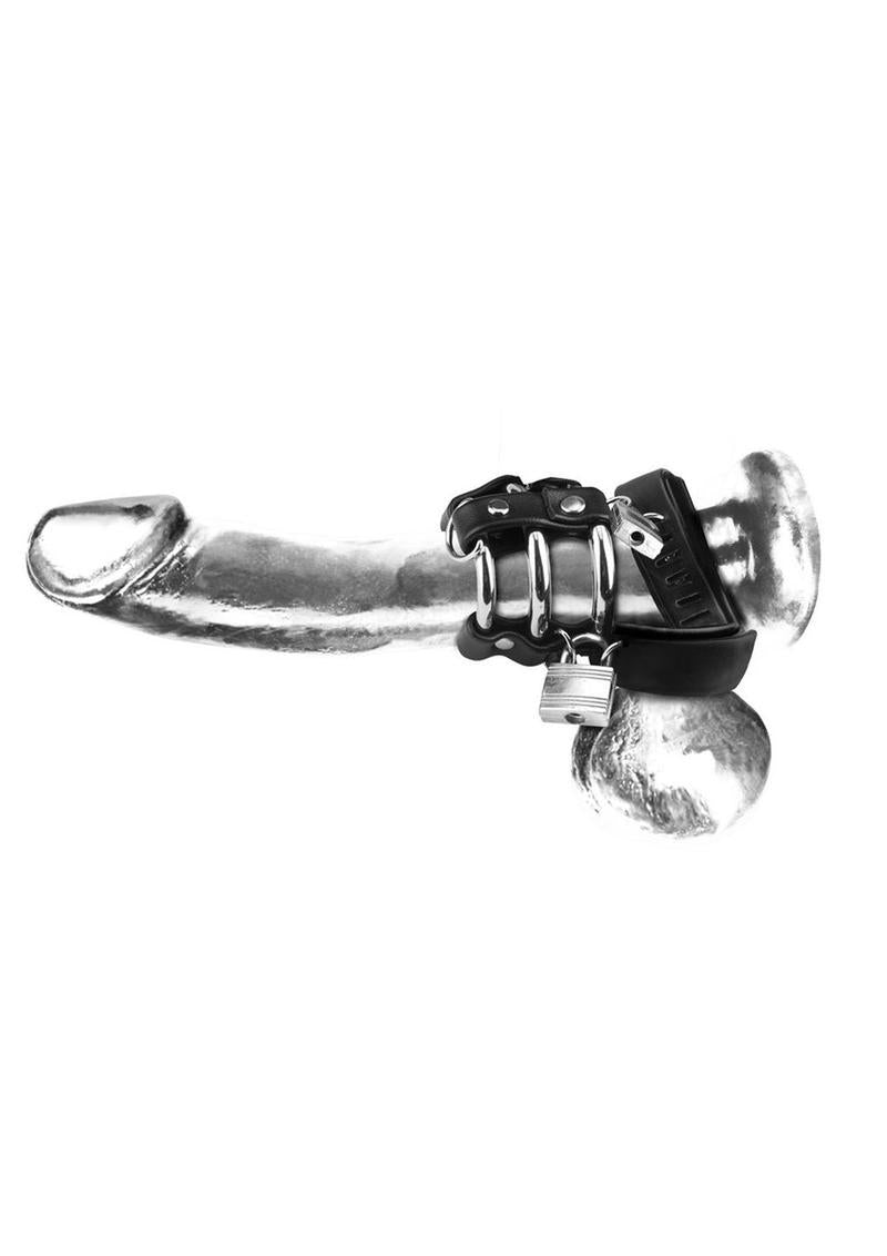 Load image into Gallery viewer, Blue Line C and B Gear Locking Ball Stretcher Cock Ring and Three-Ring Metal Cock Cage
