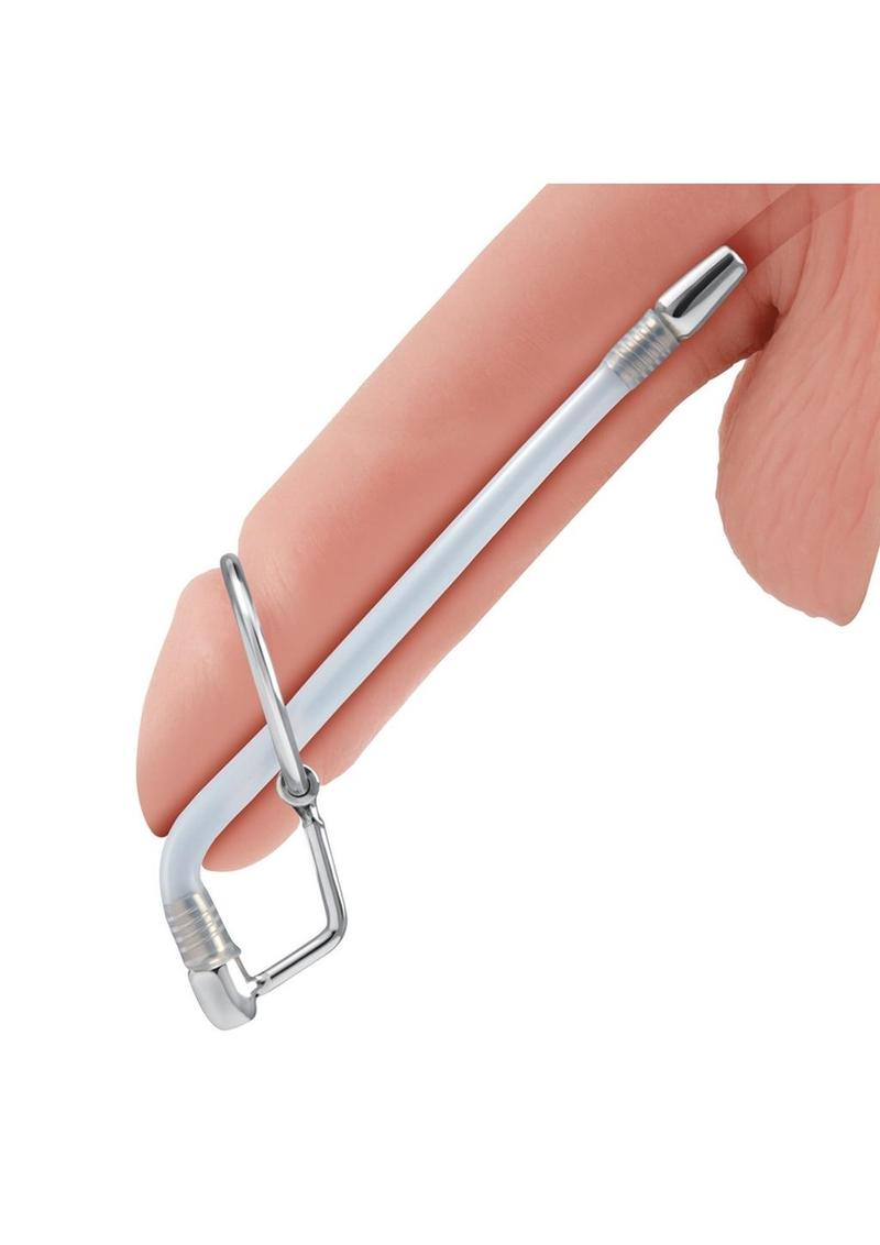 Load image into Gallery viewer, Blue Line Stainless Steel Cock Ring Catheter Urethral Plug
