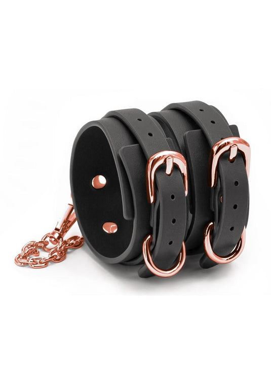 Bondage Couture Pu Leather Ankle Cuffs - Black