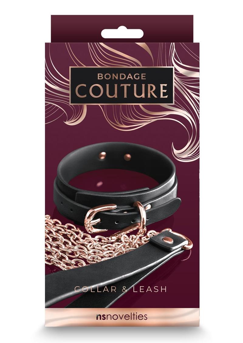 Load image into Gallery viewer, Bondage Couture Pu Leather Collar and Leash - Black
