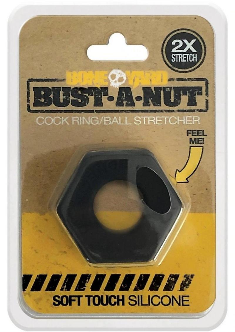 Load image into Gallery viewer, Boneyard Bust A Nut 2x Stretch Silicone Cock Ring Ball Stretcher - Black
