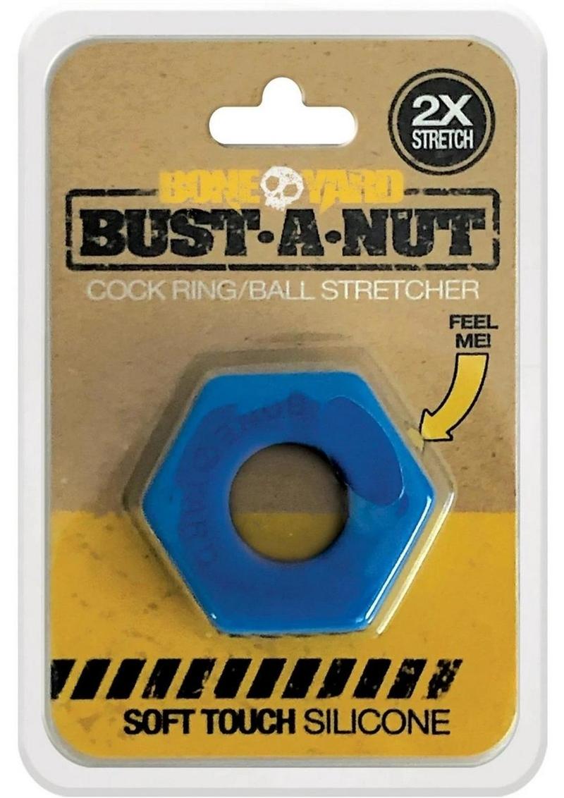 Load image into Gallery viewer, Boneyard Bust A Nut 2x Stretch Silicone Cock Ring Ball Stretcher - Blue
