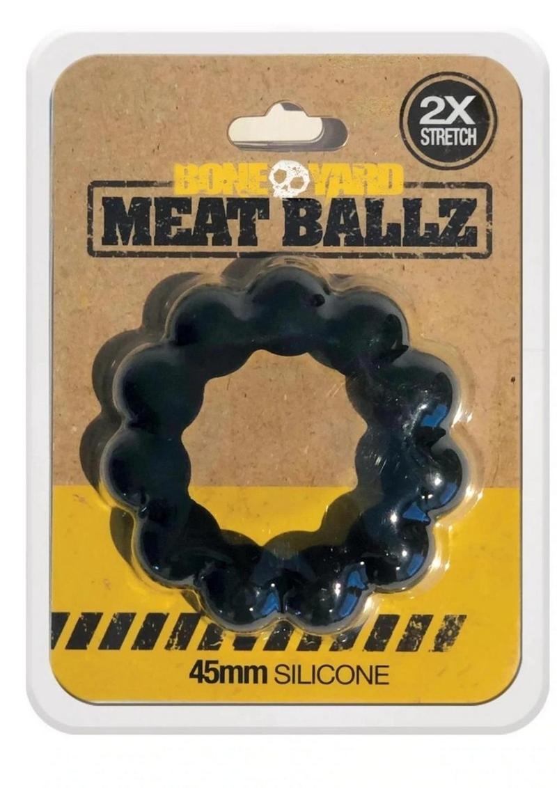 Load image into Gallery viewer, Boneyard Meat Ballz 2x Stretch Silicone Beaded Cock Ring - Black
