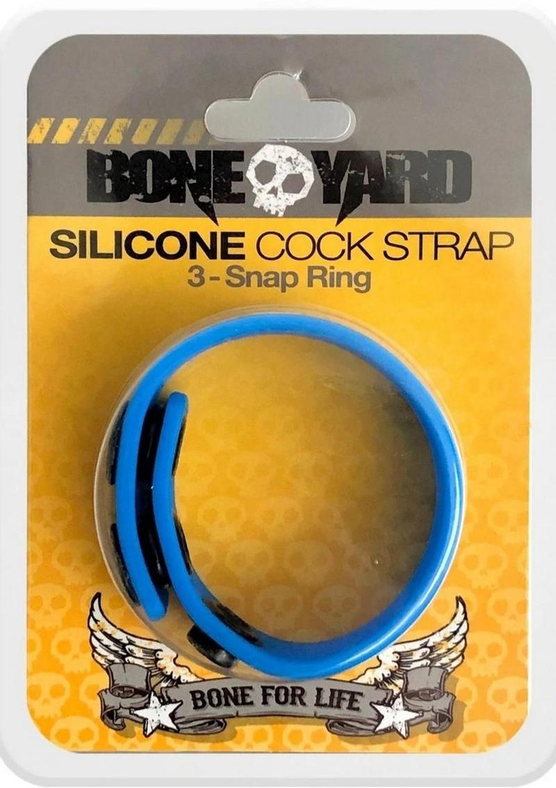 Load image into Gallery viewer, Boneyard Silicone Cock Strap 3-Snap Ring - Blue
