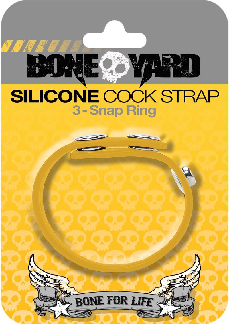 Load image into Gallery viewer, Boneyard Silicone Cock Strap 3-Snap Ring - Yellow
