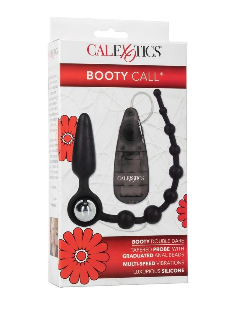 Load image into Gallery viewer, Booty Call Booty Double Dare Silicone Vibrating Butt Plug with Anal Beads - Black
