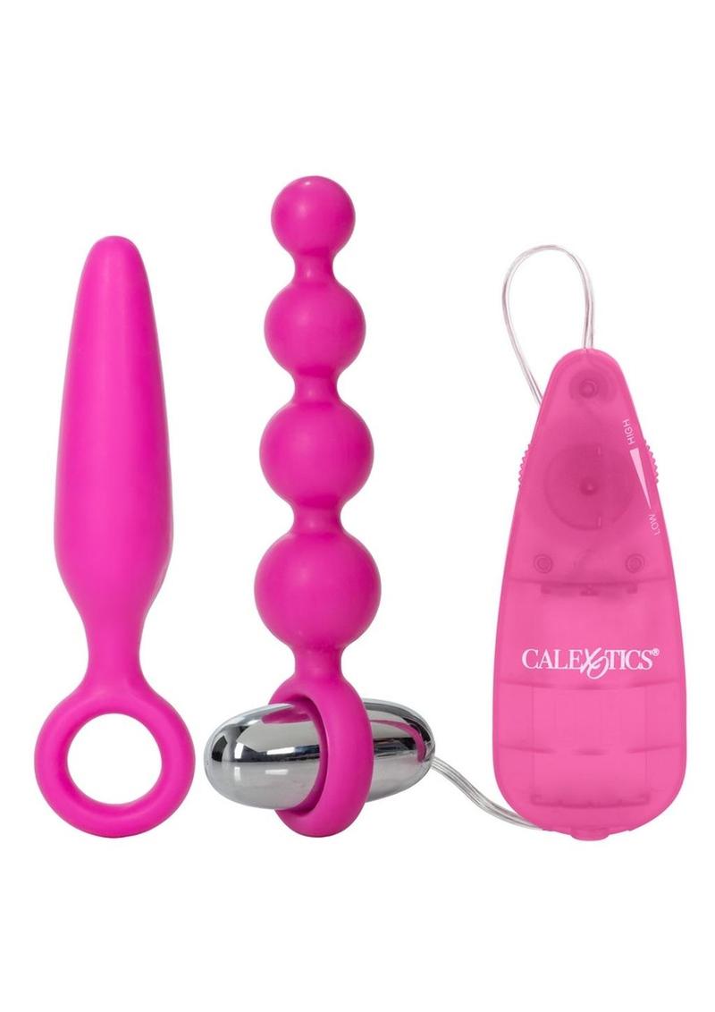 Load image into Gallery viewer, Booty Call Booty Vibro Kit Silicone Vibrating Butt Plug and Anal Beads - Pink
