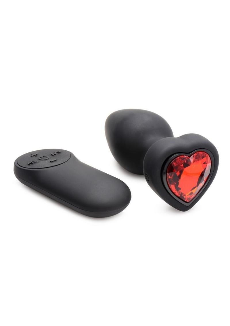 Load image into Gallery viewer, Booty Sparks 28x Rechargeable Silicone Vibrating Heart Anal Plug with Remote Control - Red - Small
