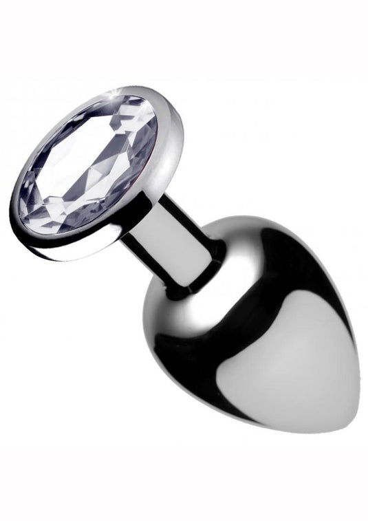 Booty Sparks Clear Gem Medium Anal Plug - Clear/Metal/Silver - Medium